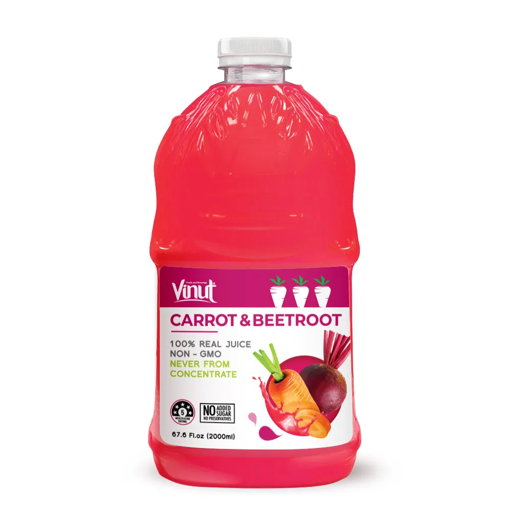 2000ml VINUT 100% गाजर का रस और Beetroot रस उच्च गुणवत्ता 67.6 Fl ऑउंस बोतल रस नहीं जोड़ा शर्करा कोई परिरक्षक