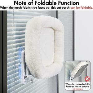 접이식 강한 스테인레스 스틸 프레임 고양이 창 해먹 4 개의 강력한 흡입 컵이있는 Qbellpet 양털 침대 - Product Image 2
