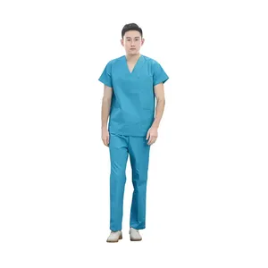 Custom Denim Short Sleeve Breathable Comfortable Unisex Nurse Figure <b>Scrubs</b> Suit Hospital Uniforms Medical Nursing <b>Scrubs</b> <b>Sets</b> - Product Image 3