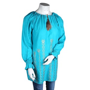 Kurti holgado bordado para mujer - Verde marino - Product Image 1