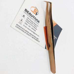 Pinzas profesionales de Extensión de pestañas de acero sostenible al por mayor punta de fibra de oro rosa de 65 grados logotipo personalizado - Product Image 5