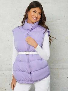 Chaqueta acolchada sin mangas con logotipo personalizado, chaqueta acolchada con cremallera acolchada, gruesa, cálida, para invierno, con cuello levantado, chaleco acolchado ligero para hombre - Product Image 5