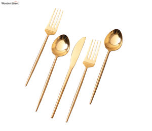 Vente en gros de couverts écologiques en acier inoxydable doré 4 pièces pour restaurant et mariage cuillères à dîner en or fourchettes couteau - Product Image 4