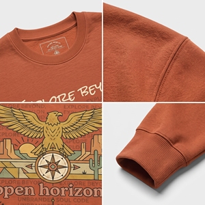 Sudadera de cuello redondo para hombre ODM/OEM, negra, corte regular, diseño de calavera de toro estampado, informal, para otoño, impresión DTG, resistente a múltiples lavados. - Product Image 3