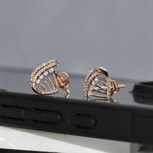 Boucles d'oreilles en diamant en or jaune véritable de luxe 18Kt 2g-2.6g Minimaliste IGI Certifié Brillant Cut Naturel Femmes Tous les jours VDS - Product Image 4