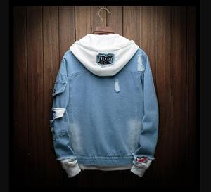 Sudadera de mezclilla para hombre, chaqueta cómoda y acogedora, Sudadera con capucha de mezclilla Hip Hop para hombre - Product Image 2