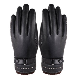 2025 mode chaud écran tactile homme conduite Faux cuir Pu gants gants en peau de mouton - Product Image 2