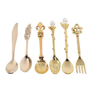 Nouveau style de vaisselle fine et légère en acier avec miroir, couverts en bois très vendus, ensemble de cuillères fourchettes à beurre - Product Image 1