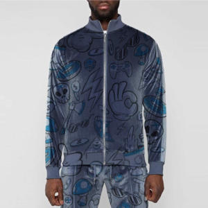 Survêtements de jogging 2 pièces en velours léger pour homme, grande taille, avec logo personnalisé, pantalon de jogging respirant, hiver - Product Image 5