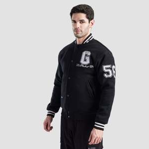 Blouson universitaire Crest noir en cuir véritable et velours côtelé, style décontracté, fermeture éclair, imperméable, brodé, taille XS, pour l'automne - Product Image 3