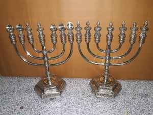 Ménorah israélienne en laiton massif |   Chandelier - Product Image 4