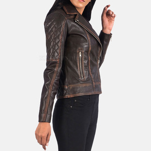 Nueva chaqueta de cuero de moda para mujer con 100% de cuero genuino Precio de venta completo Chaquetas de cuero para mujer - Product Image 5