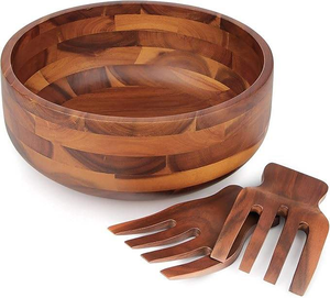 Ensemble de bols de service en bois japonais poli à la main de haute qualité, écologiques, design créatif, bol à salade pour la maison - Product Image 4