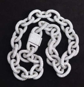 Cadena Cubana Hip Hop para Hombre de Oro Blanco de 14K y Plata de Ley 925, 16mm 22 pulgadas, con Colgante de Moissanita VVS1, Excelente Tacto - Product Image 3