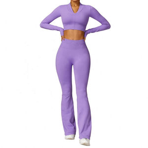 Ensemble de yoga en matériau solide durable avec motif à carreaux Gym Fitness Sportswear pour l'entraînement et la salle de sport - Product Image 1