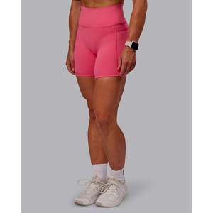 Shorts Ultra Altos Fusion para Mujer, 6 Pulgadas, con Bolsillos, Color Rosa Intenso, Talla XS, para Gimnasio y Uso Casual - Product Image 1
