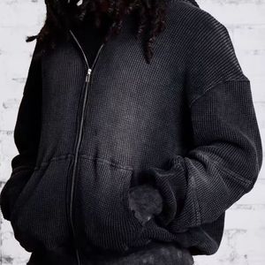 Sun Faded Vintage Design 100% algodón 320gsm Hombres Zip up Hoodies Custom Acid Wash Sudaderas con capucha desgastadas - Product Image 6