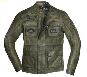 Veste moto en cuir véritable pour homme, col rabattable, fermeture éclair, coupe-vent, style automne, coupe classique, couleur unie - Product Image 6