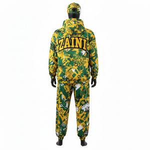 Conjunto de Chaqueta Cortavientos de Nailon y Poliéster Premium de Talla Grande, Diseño de Panel Doble Rojo y Azul con Impresión de Logotipo DTF Personalizado - Product Image 3