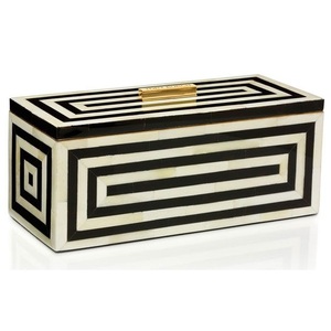 Boîte en bois incrustée d'os avec embellissement en pierre d'agate Boîte décorative artisanale pour la maison et le bureau - Product Image 6