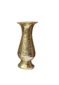 แจกันดอกไม้ทองเหลืองพร้อมลวดลายบิดรี นักกัชิ แจกันดอกไม้ชุบทองเหลืองโบราณ - Product Image 6