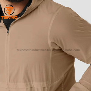Chaquetas cortavientos con cremallera 1/4 para hombre con logotipo personalizado al por mayor de alta calidad, chaquetas de chándal ligeras con cuello levantado y cremallera para hombre - Product Image 2