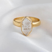 Bagues de mariage/anniversaire unisexes en argent sterling 925 plaqué or, faites à la main, vintage, certifiées IGI, forme brute, Herkimer