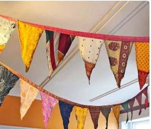 Banderas de oración de seda reciclada Hippie bohemio, decoración ecológica para el hogar, decoración de dormitorio, colgante de pared para decoración de habitación o uso de boda - Product Image 5