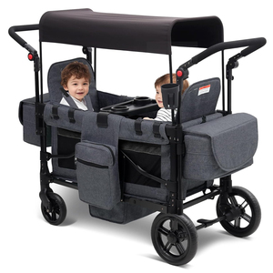 Nueva oferta: 4 plazas Wagon Stroller 2025 Premium plegable con dosel manijas ajustables organizador de asiento alto negro púrpura - Product Image 1