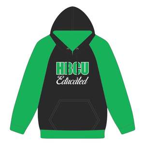 Sudadera con Capucha de Manga Raglán Negra para Graduados de HBCU, Bordado Chenille, Ropa de Hermandad Griega Divine Nine, Sudadera Personalizada - Product Image 2