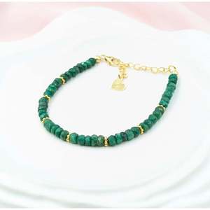 18K Gold Filled Emerald Corundum Heart-Shaped <b>Bracelet</b> - Product Image 5
