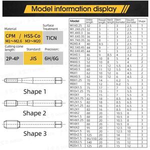 Jeu de tarauds métriques M1-M10 haute précision, revêtus, outils de coupe, tarauds d'extrusion, tarauds de filetage, tarauds standard - Product Image 5