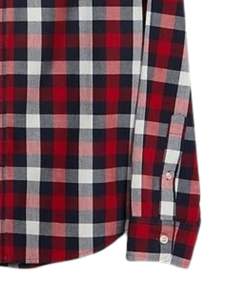 Camisa a cuadros personalizada para hombre, roja, azul marino y blanca, de manga larga, informal, de franela de algodón, suave, para uso diario, al por mayor. - Product Image 6