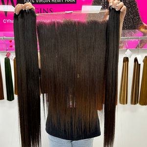 Top Quality Double Drawn Raw Vietnamese Hair Bone Straight Raw Vietnamese Hair Bundles With Frontal Custom Size - Product Image 1