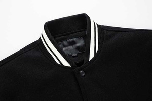 Custom Logo Wholesale Manufacturer Blank <b>Jacket</b> Men Baseball <b>Varsity</b> <b>Jacket</b> Woolen with Leather Sleeve Casual Coat - Product Image 3