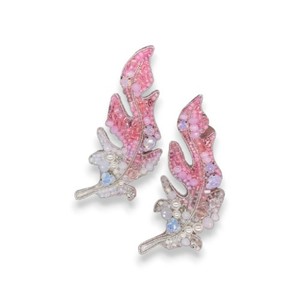 Broche de cobre de hoja con bordado a mano de cristal y diseño de cuentas de alambre de lingotes-Regalo de compromiso de boda para niños - Product Image 2