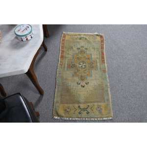 Traditional Yellow Green 9x12 <b>Boho</b> Style Patchwork Wool <b>Rug</b> Living Room Carpet with Latex Backing Turkish <b>Rugs</b> for Decorations - Product Image 3