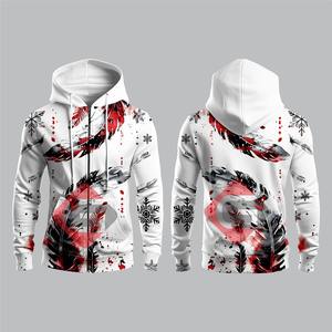 เสื้อฮู้ดแขนปกติของผู้ชายผ้าฟลีซโอเวอร์ไซส์พิมพ์ลาย3D แบบซับลิเมชันดีไซน์ล่าสุด - Product Image 3