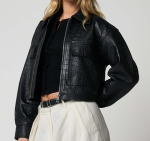 เสื้อผ้าสตรีทแวร์หนังแกะโครโกเสื้อแจ็คเก็ตไซส์ใหญ่ - Product Image 1