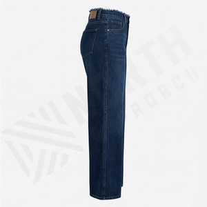 <b>Women's</b> High Waisted Raw Hem <b>Jeans</b> Stretchy Wide Leg Frayed Straight Denim <b>Women's</b> Pants Fashion Trendy Casual Streetwear Trends - Product Image 3