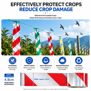 Cinta reflectante sólida de 100 m para ahuyentar aves, repelente de palomas y zorros para exteriores, cinta holográfica de doble cara para jardín, huerto y campo. - Product Image 5