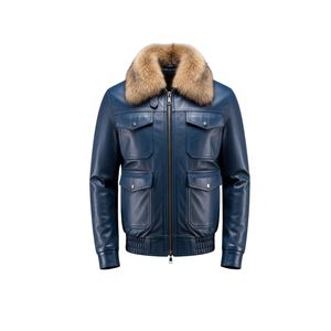 Meilleur hommes hiver automne coupe-vent chaud veste en cuir mode col en fourrure toile plaine teint Technique nouveau Design pour le confort - Product Image 4