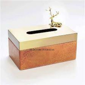 Calidad Superior Color negro mármol y plata brillante Metal pulido Gingko hojas diseñador aspecto atractivo servilletero suministro - Product Image 6