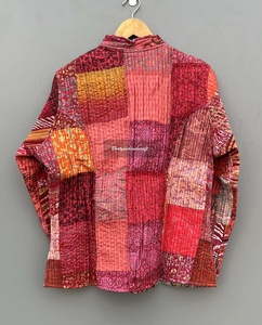 Veste courte réversible en Patchwork de soie pour femme, veste matelassée, vêtement de plage, cadeau - Product Image 5