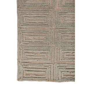 พรมอะคริลิคสีเบจและสีน้ำตาลถักมือ Aprezo ลายเรขาคณิตและลวดลายนามธรรมสไตล์โบโฮ สำหรับบ้านและทางเดิน-Akar-1045 สำหรับห้องวัยรุ่น - Product Image 4