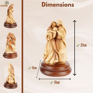 Escultura de la Sagrada Familia Tallada a Mano en Madera de Olivo, 27 cm, Figura Religiosa Cristiana, Ecológica, Estilo Único, Hecha a Mano - Product Image 5