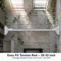 Tringle de Douche Télescopique Ajustable Sans Perçage en Acier Inoxydable pour Rideau de Douche