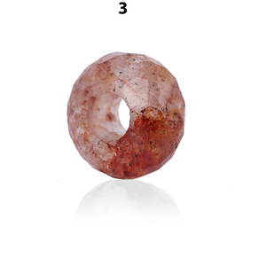 Cuentas Redondas de Cuarzo Fresa Natural de 14.5x8mm, Pulido Brillante, Orificio Grande de 5mm, Piedra Preciosa de 13.5 Quilates, para Pulsera - Product Image 3