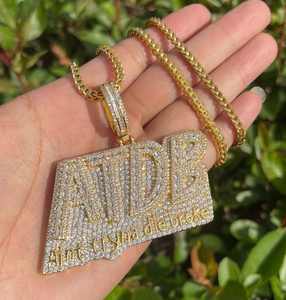 Collier Pendentif Personnalisé Iced ATDB Ain't Tryna Die Broke, Bijoux Hip Hop en Laiton Doré, Entièrement Sertie de Moissanite Diamantée, Pour Lui et Elle - Product Image 3