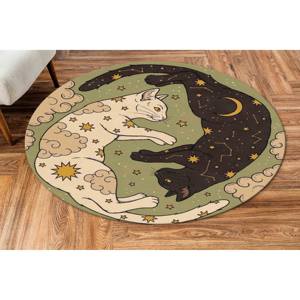 Tapis rond moderne Celestial Cats, tapis imprimé, tapis doux non tissé - Product Image 5